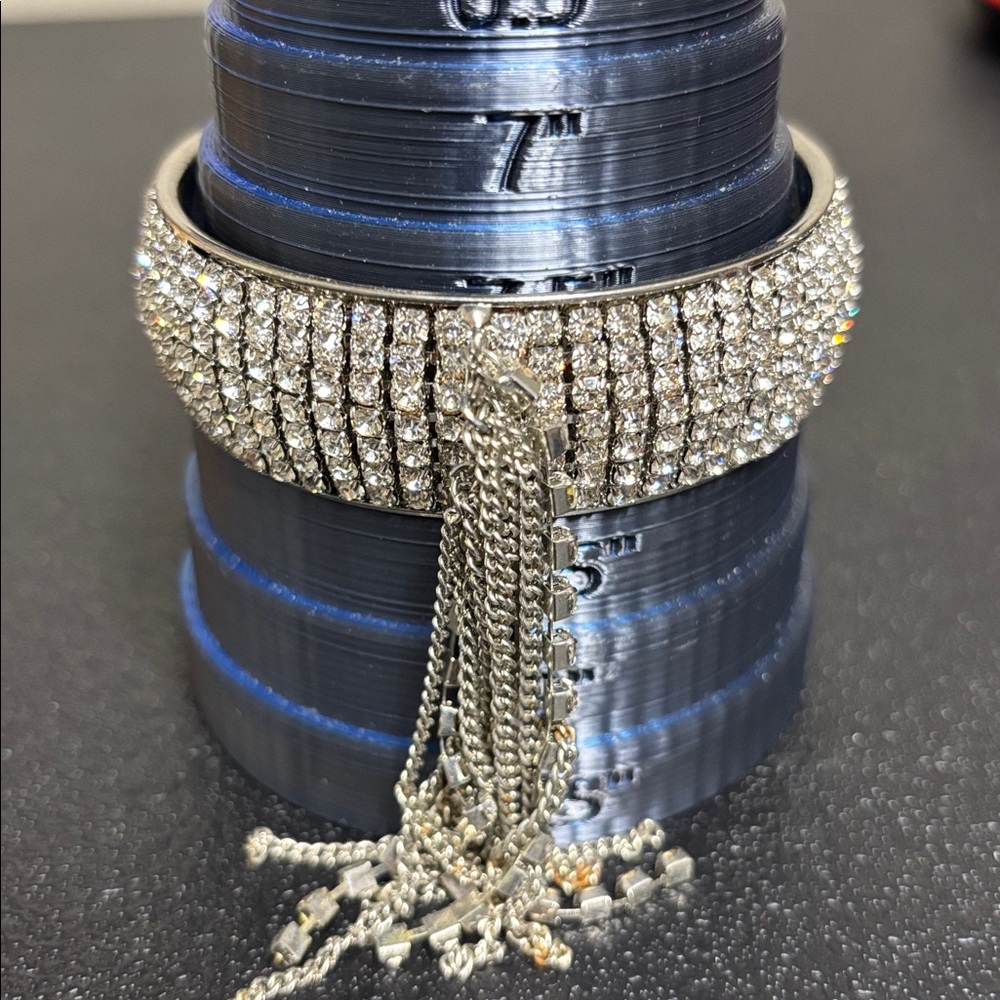 Stunning Statement Silver Tone Rhinestone Bracele… - image 6